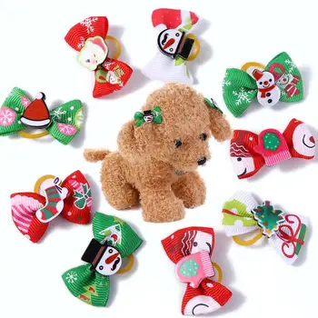 10Pcs Kawaii Moda Božič Dog Lase Potrebščine za Ročno izdelana Elastična Kuža Okraski Stranka hišni Ljubljenčki Elegantna gumico