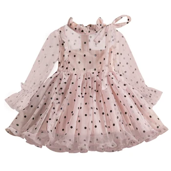 2-7 Leto Polka-dot Dekleta Princesa Obleko Za Otroke Pomlad Jesen Dolg Rokav Elegantno Rojstni Obleke Otrok, Športna Oblačila