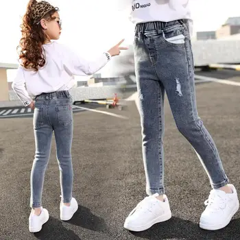 2022 Pomlad Nov Prihod Girls Moda Traper Hlače Otroci Jeans Hlače Otroci Jeans Deklice 8 10 12