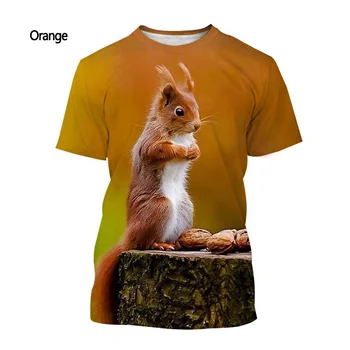 2022 Veverica T-shirt Nova Moda za Moške in Ženske Poletje Priložnostne Kratka sleeved Živali, 3D Tisk T-shirt