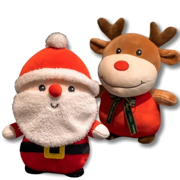 23 cm Božič Zbirka Polnjene Santa In Elk Plišaste Igrače Dekoriranje Hišo Za Praznovanje Božiča