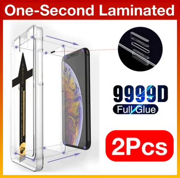 [2PCS] za iPhone14 13 12 11 X XS XR Pro Max eksplozijam Zaščitnik Zaslon Zaščitna Stekla s Namestite magicjohn