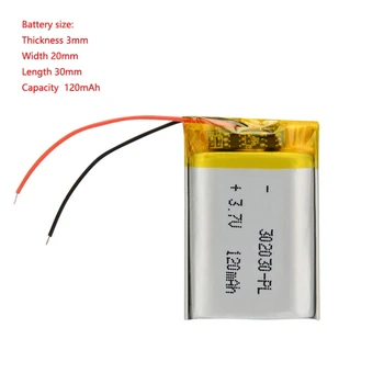 302030 Litij-Polimer Baterija 3.7v120mah Za Bluetooth, Digitalni, Majhne Igrače, Svetilke, Stereo, Kozmetični Instrument