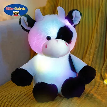 38 cm Krava Lutka Igrače z Glasbeno LED Luči Kawaii Žareče Plišastih Igrač Bombaž Lepe Tele Lullaby Nagačene Živali Darilo za Dekleta, Novo