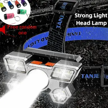 5 LED Žaromet Močno Svetlobo Glavo Svetilka USB Polnilne Glave-vgrajeni Smerniki Vgrajeno Baterijo Ribolov Svetilka OutdoorLantern