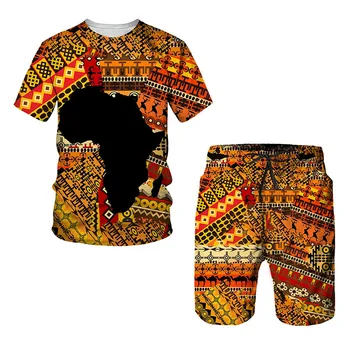 Afriške Celebrity Stilu 3D Tiskanja Otroci Določa Modni T-Majice Plaži Board kratke Hlače, Kopalke Tees Vrhovi Harajuku Fantje, Dekleta Obleke