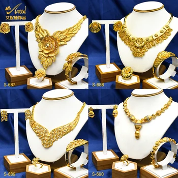ANIID Luksuznih Dubaj 24k Zlata Barva Cvet Design Nakit Sklopov za Lady Etiopski Poroko Ogrlico iz Nevesta Stranka Darila na Debelo
