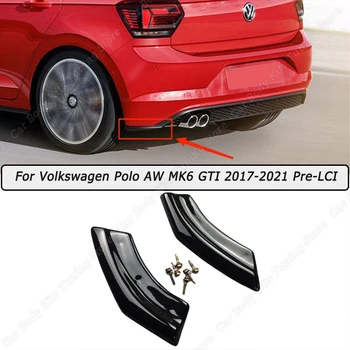 Avto Zadnji Odbijač Difuzor Strani Razdelilniki Telo Kompleti za Iskanje Gloss Črna ABS Za Volkswagen Polo AW MK6 GTI 2017-2020 2021 Pre-LCI