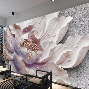 beibehang ozadje po Meri 3d photo zidana vzdušje de papel parede reliefni peony nakit cvet, kavč, TV ozadju stene papirja