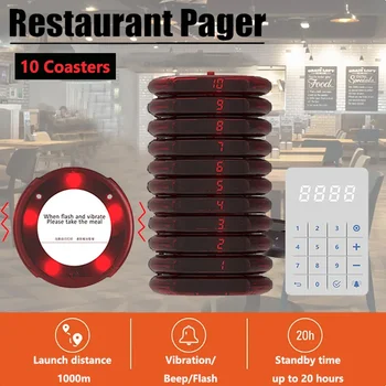 Brezžični Restavracija Pager Kliče Sistem Coasters Zumer Vibrator Bell Sprejemnik Piskač Za Hrano Tovornjak Bar Kava Hitre Hrane