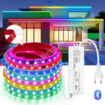 Dreamcolor RGBIC Led Trak Svetlobe 220V 60LEDs/m Samolepilna Upogljiv LED Trak RGB Zatemniti 5050 Nepremočljiva Smart Bluetooth, Led Vrv