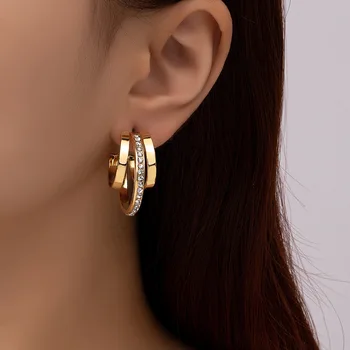 Evropski in Ameriški preprosta modna vdelan nosorogovo ženski uhani Geometrijske C-oblikovan kovinski nakit