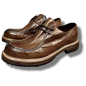 Goodyear-Usnjeni Čevlji Vintage Oprana Pravega Usnja Konj Usnja Moške Čevlji rednega Dela Nositi Čevlje v Puščavi Čevlji za Moške