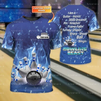 Hobi Bowling Meri tekmovalni Šport Žogo 3D Tiskanih Visoke Kakovosti T-shirt Poletje Krog Vratu Moški Ženski Priložnostne Vrh-13