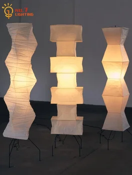 Japonski Wabi-sabi Akari Noguchi Yong Talna Svetilka LED E27 Rižev Papir Bambusa Lesene Kotu Stoji Luči za dnevno Sobo Zofe