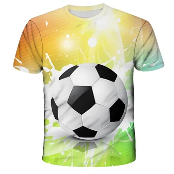 Kawaii Nogomet 3D Print Majica s kratkimi rokavi Otroci Krog Vratu Poletje Modni T-shirt Fant Dekle Unisex Svoboden Športi otroška oblačila Tshirts