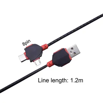 Kompakten napajalni Kabel TPE Visoko Žilavost 1,2 m 8Pin Tip-C Micro USB Hitro Podatki Kabel za Polnjenje Kabel Močno Združljivost