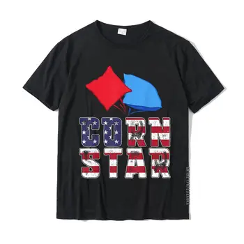 Koruza Star Cornhole Turnir ZDA Ameriške Zastave, vrata prtljažnika T-Shirt Družino T Majica Za Fante, Bombaž Tshirts Priložnostne Classic