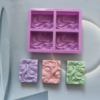 Kvadratni Olajšave Cvet Silikonski Milo Plesni 3D Vzorec Valov Ročno izdelana Mila, ki opravlja Dobave, DIY Čokoladna Torta Dekoracijo Peko Orodja