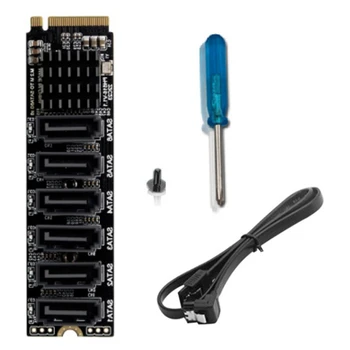 M. 2 MKEY PCI-E Riser Card M. 2 NVME, da SATA3.0 PCIE, da SATA 6Gpbsx6-Port Širitev Kartico ASM1166 Podporo PM Funkcija