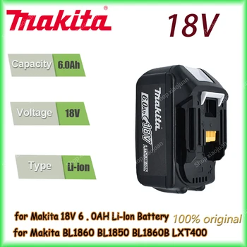 Makita 18V 6000MAH popolnoma nov 6.0 AH Original Polnilna Moč Orodje lučke LED za Baterijo Litij-Ionska LXT BL1860B BL1860 BL1850