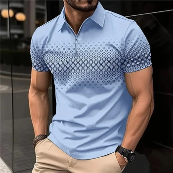 Moški Zip Polo Majice Hitro Suha Oblačila Modnih Klasičnih Dihanje Kratek Rokav Tee Prostem 2024 Moški Prevelik Priložnostne Bluzo