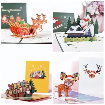 Multicolor Santa Clause Festival Uslug Božič Voščilnice Pop UP 3D Z Ovojnice Vesel Božič Razglednica