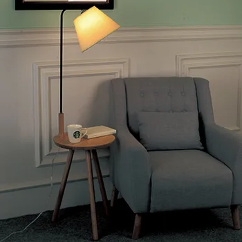 Nordijska sodobne masivnega lesa&bombažne tkanine lampshade tla žarnice E27 220V mizico talna svetilka za dnevno sobo, spalnica hotelski sobi