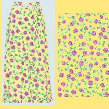 Nove Svetle Barve Serije Majhen Cvet, Digitalni Tisk Pomlad/poletje Tanke Šifon Krep De Chine Tkanine za Deklice Obleko Tkanine