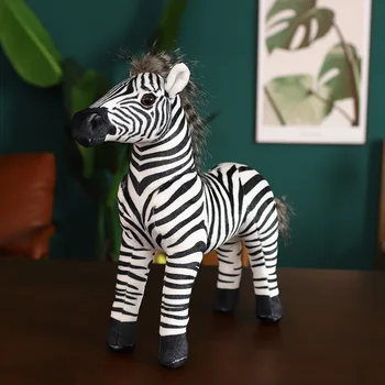 Novo Prišli 33 cm Visoke Kakovosti Simulacije Čudovit Zebra Plišastih Lutke, Nagačene Živali Realne Konj Klasična Igrača Darilo