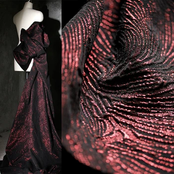 Original sijoče rdeče vino dvostranski jacquardske teksturo tkanine, Kitajska-Elegantna vrhnjih oblačil oblikovalec tkanine