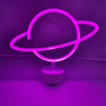 Planet Neon Znak Planet Svetlobo Led Neonski Znaki Planet Led Znak za Stenski Dekor Estetske Visi Saturn, Neon, Luči za Dom Dekor