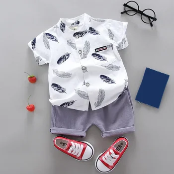 Poletje nov baby boy kompleti oblačil otroška oblačila bombaž tiskanja kratek sleeve majica + hlače Fantje oblačila
