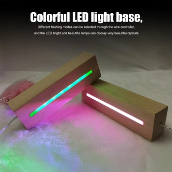 Pravokotnik Trdne Lesene LED, ki je Osnova za Smolo Pismo Lučka 3D USB Akrilnega Stekla Smolo Art Les Svetlobe Prikaz Znanja Led Stojalo
