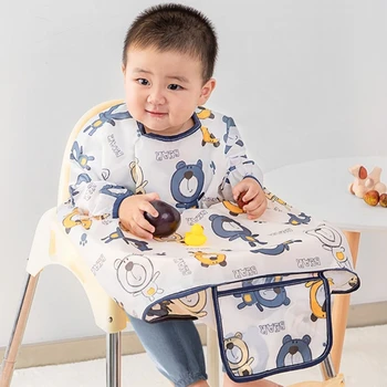 Prenosni Coverall Baby Hranjenje hlače z Oprsnikom za Uživanje Dolgimi Rokavi, hlače z Oprsnikom Pripisuje Stolček in Tabela Odvajanja Slinčki Multi-vzorec