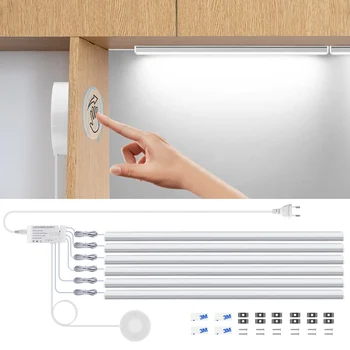 Ročno Skeniranje Stikalo Penetrable Lesa Touch Senzor Zatemniti LED Pod Kabinet Lahka Aluminijasta Svetilka Doma Omaro Omari Dekoracijo
