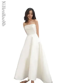 Saten Poročno Obleko 2023 Poletje Novi Korejski Slog Slim Princesa Na Prostem, Potovanja, Poročna Obleka