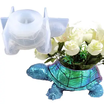 Silikonski Planter Plesni 3D Tortoise Silikonski Cvetlični lonček Plesni Želva Planter Smolo Plesni DIY Smolo Obrti Doma Dekor Za Želva