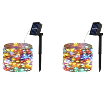 Solarna LED Niz Luči, 10M Nepremočljiva Prilagodljiv Pravljice, novoletne Lučke, ki se Uporabljajo V Prostem Dvorišča,Barve, 2 Kosa