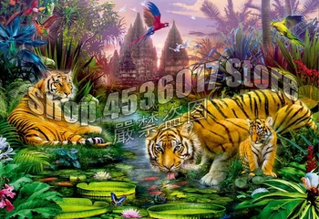 Tigri Gozd 5D DIY Diamant, Barvanje z številkami Polno Vezenje Mozaik navzkrižno šiv kompleti Doma dekoracijo pintura de diamante