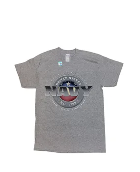 U.S. NAVY Odrasle Moške Sivi Krog Logotip T-Shirt Kratek Rokav