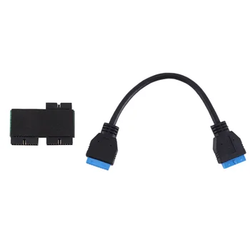 USB 3.0 19PIN Eno-Do-Dve Središče s Čipom in Modularno Design Kabel USB 19PIN HUB Motherboard 19PIN Kabel Podaljšek 1 do 2