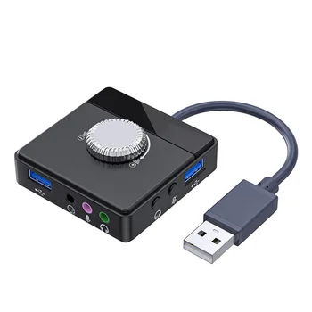 USB Zunanje Zvočne Kartice 3.5 mm Jack za Glasnost Nastavljiv Tablični Računalnik Mikrofon, Telefon, Zunanji Stereo Audio Adapter