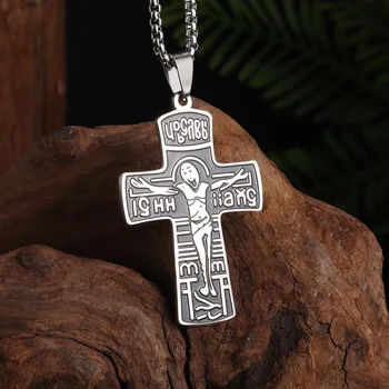 Veliki petek Ogrlica za Moške Pismo Križ Obesek iz Plemenitega Jekla Ženske Krščanski Katoliški Amulet Nakit Darilo