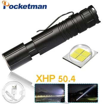 XHP50 Močna LED Svetilke 18650 Polnilna Zoom Taktična Svetilka vodoodporna LED Baklo Luči High Power Lučka