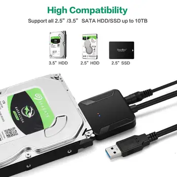 Zexmte SATA Na USB 3.0 vmesnik USB-A, SATA 3 Kabel 6Gbps Podporo 2.5/3.5-Palčni Trdi Disk Zunanji HDD SSD cabo sata adaptador