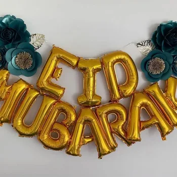 Črno Zlato Eid Mubarak Okraski Balon Islamskih Islamski Ramadana Doma Stranka Kulise Dekor Transparent Eid Al Adha Luna Star Kroglice