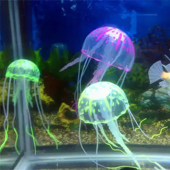Žareče Silikonski Ponaredek Meduze Umetno Okraski Za Aquarium Fish Tank Krajinsko Dekoracijo